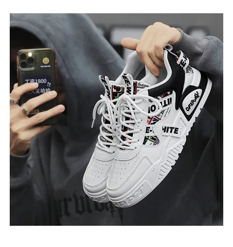 Nuove scarpe da uomo stile skateboard, sneaker estive in pelle casual fashion outdoor per running, sport, trekking e tennis, platform di lusso firmate