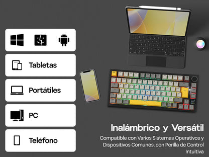 Layout ISO-ES EPOMAKER X AJAZZ AK820 PRO 75% spagnolo, tastiera meccanica cablata/2.4GHz/BT con schermo e manopola per PC/Mac