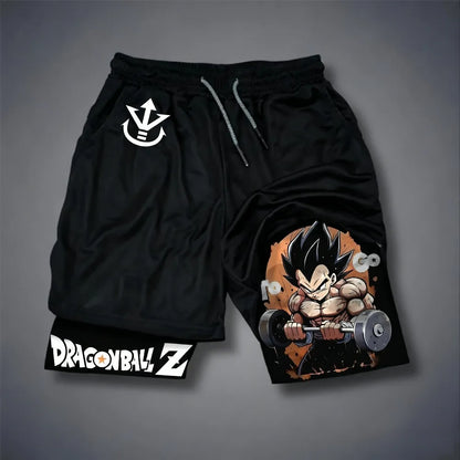 Dragon Ball Z Super Saiyan Goku Anime Print 2026 Summer New Unisex Loose Sports Breathable Quick Drying Double-layer Shorts