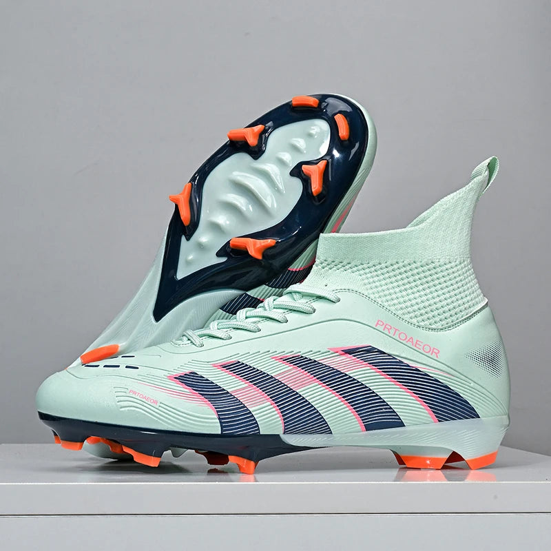 Nouvelles chaussures de football professionnelles pour hommes, crampons de football antidérapants TF/FG, baskets pour garçons, chaussures de sport confortables à la cheville, unisexes
