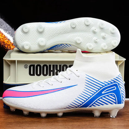 High Top Football Boots Men's Large Size 47 Training Sports AG Long Nail TF Broken Nail Ball Shoes Net Lining Rubber Outsole
