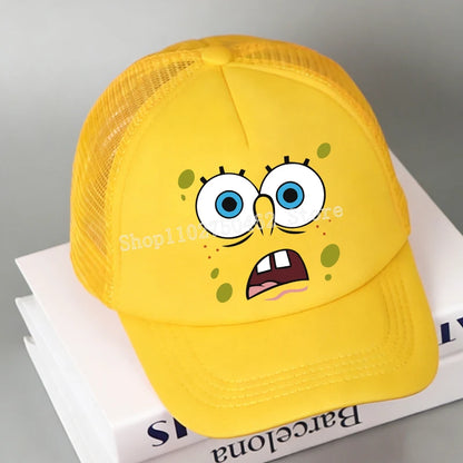 SpongeBobs Baseball Cap Kids Adult Kawaii Expression Sun Hat Summer Breathable Mesh Sunbonnet Outdoor Sports Headgear Gift New