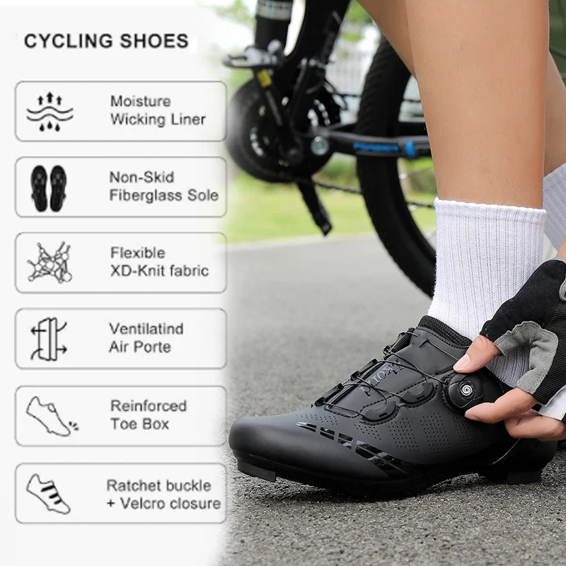 Men Cycling Shoes Road Bikes Women Racing Competition Self-Locking Speed Cycling Sports Shoes Women Spd Cleats Cycling Shoes