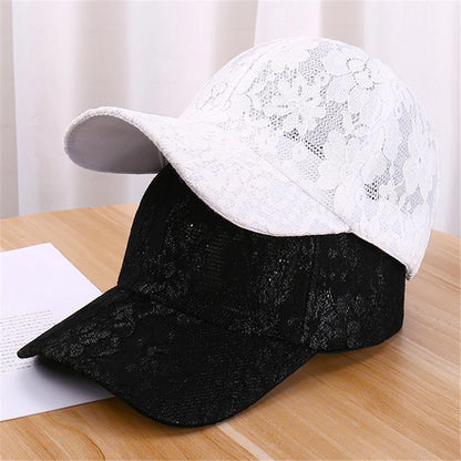Czapki baseballowe dla kobiet na wiosnę i lato w stylu księżniczki, z koronką, haftem i siateczką w kwiaty, przewiewne czapki damskie typu snapback dla młodych dziewcząt BQ091