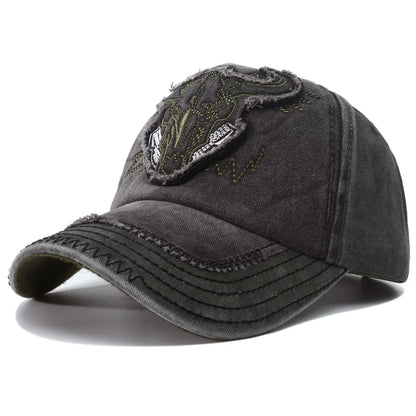 Hip Hop Vintage vasket denim baseballkasket til mænd med broderet tyrehoved, Y2K-snapback, dad hats til kvinder og mænd