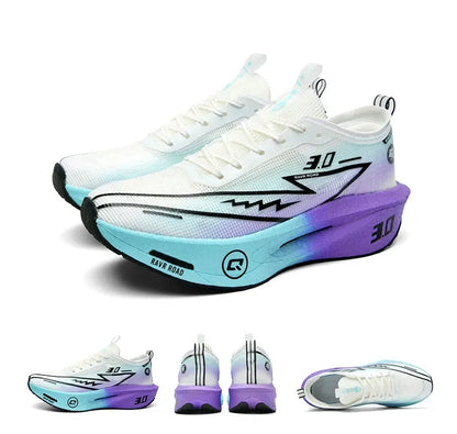 Men's Carbon Board Sneakers Anti-Slip Cushioned Comfortable Racing Training Running Shoes Mesh Tennis Shoes Casual for Women