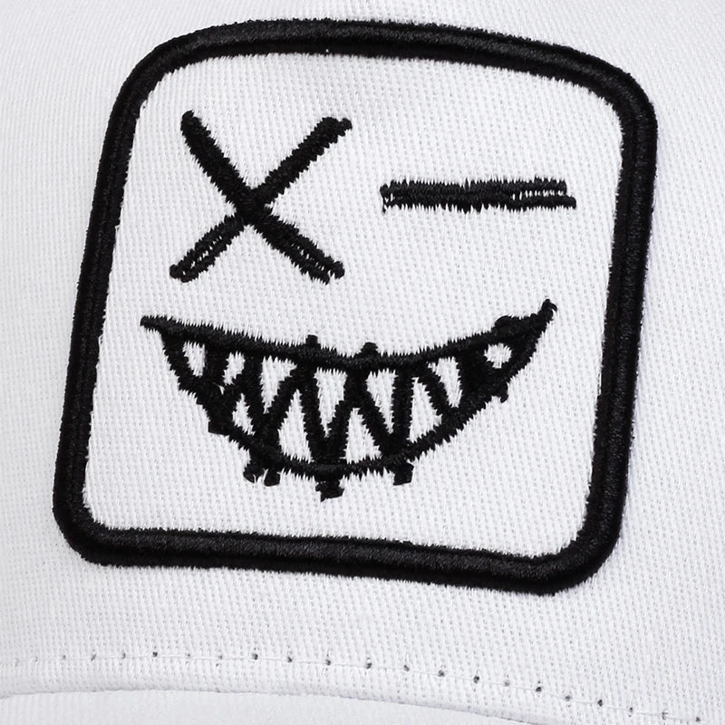 Unisex X-baseballpet met geborduurde lachende gezichtjes en tanden – Lente/zomer – Outdoor-zonnehoed – Verstelbare casual truckerpetten