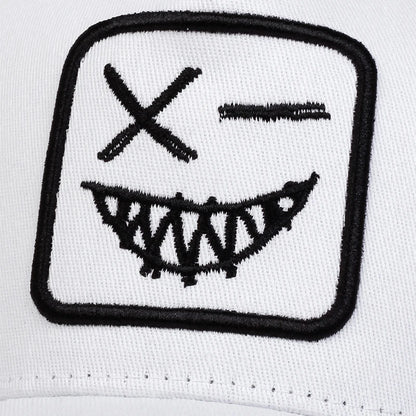 Unisex X-baseballpet met geborduurde lachende gezichtjes en tanden – Lente/zomer – Outdoor-zonnehoed – Verstelbare casual truckerpetten