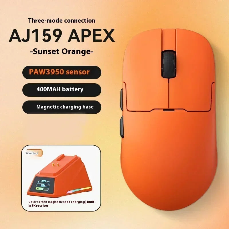 Мишка AJAZZ AJ159 APEX Tri Mode Wireless 8K със сензор PAW3950, ниска латентност, база за зареждане, персонализируема, лека, за PC гейминг