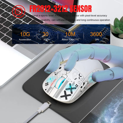 Ratón gaming Bluetooth recargable de 3 modos 2.4G USB inalámbrico con retroiluminación RGB para iPad, tablet, portátil y ordenador