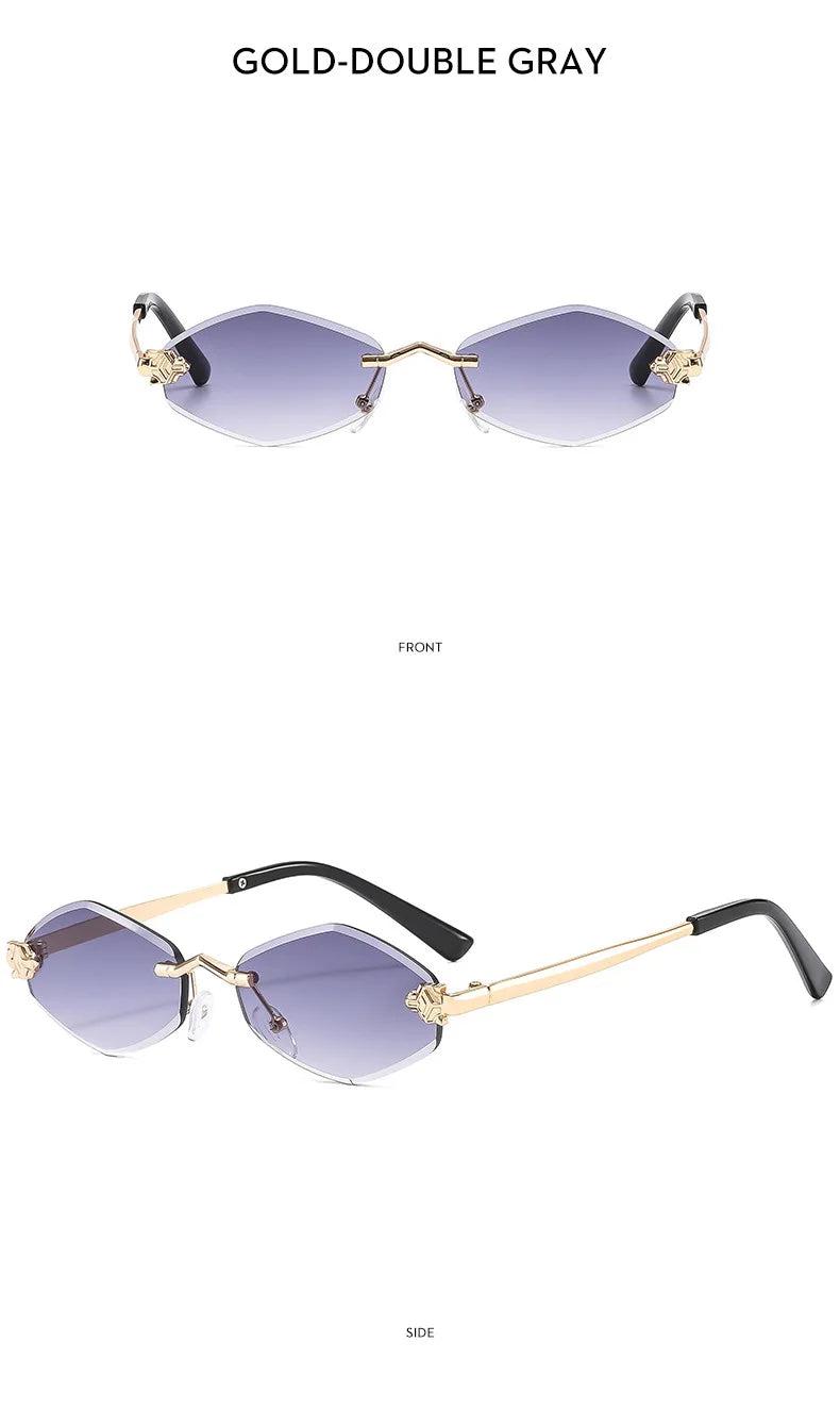 Frameless Rhombus Personalized Women's Sunglasses,Elegant And Versatile Classic Sunglasses Luxury And High-End Sunglasses UV400.