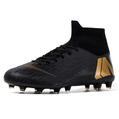 Crampons de Football pour hommes, bottes de Football, crampons d'entraînement, professionnels, résistants à l'usure, antidérapants, longues pointes TF/FG, rouge, nouveau