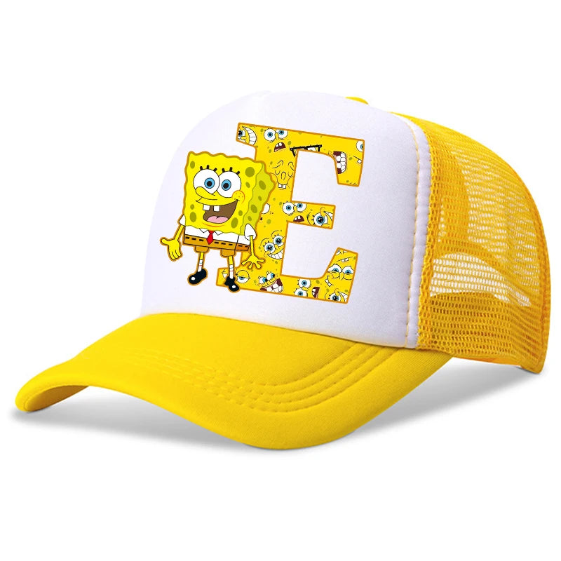 Spongebob-baseballkasketter til børn – kawaii-tegneserie med bogstaver – afslappet solhat til børn – justerbar kasket med skygge – fødselsdagsgaver