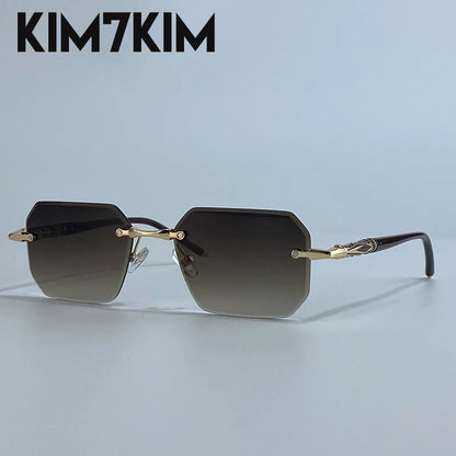 Square Rimless Punk Sunglasses Men 2026 Luxury Brand  Polygon Frameless Sun Glasses For Male Steampunk Driving Eyewear Shades