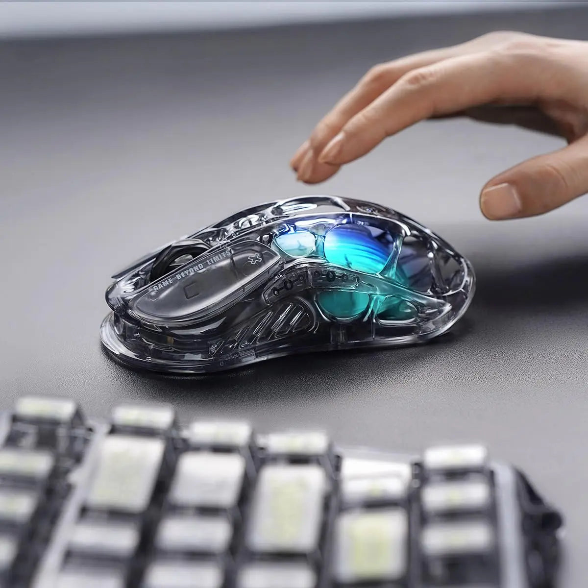 GravaStar Mercury M2 Wireless Gaming Mouse, Lightweight Hollowed-Out Design, 5 Programmable DPI, 26,000 DPI, PAW3395DM Sensor