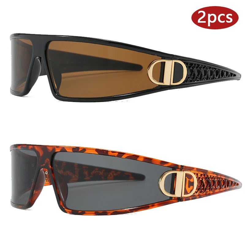 2pcs Luxury Headband Sunglasses Internet Celebrity Personalized Street Photography Concave Styling Outdoor UV Resistant Glasses