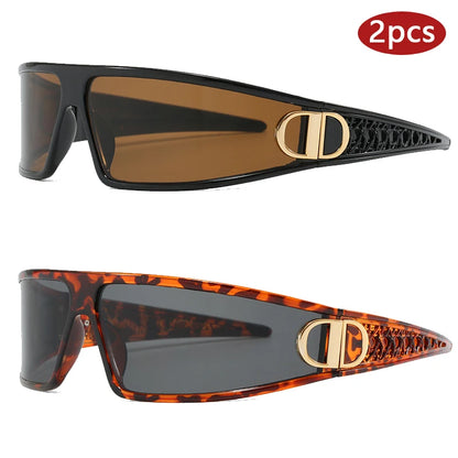 2pcs Luxury Headband Sunglasses Internet Celebrity Personalized Street Photography Concave Styling Outdoor UV Resistant Glasses
