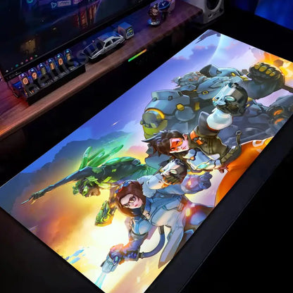 Tappetino mouse grande Overwatch per PC gamer, tappetino da scrivania esteso, tastiera rosa cute, accessori gaming per laptop, tappeto kawaii HD