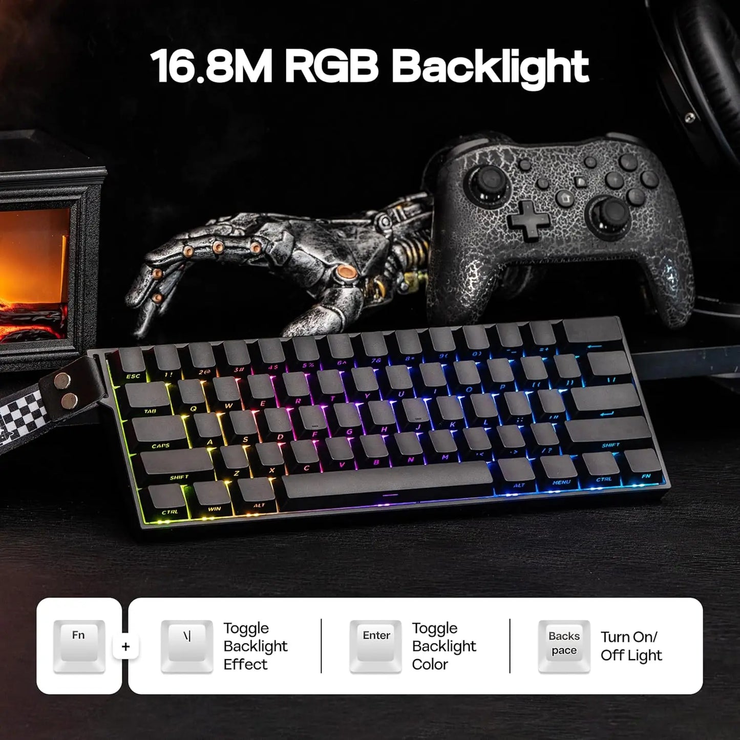 AULA Mini60 HE/Pro/Max Teclado Mecânico 60% com Switches Magnéticos RGB Tri Mode Sem Fios 8000Hz 0.01mmRT para PC Gamer Presentes