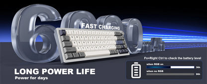 YUNZII AL68 Silver Aluminum Mechanical Gaming Keyboard, QMK/VIA Wireless Keyboard, Hot Swap Gasket Custom Keyboard with Knob