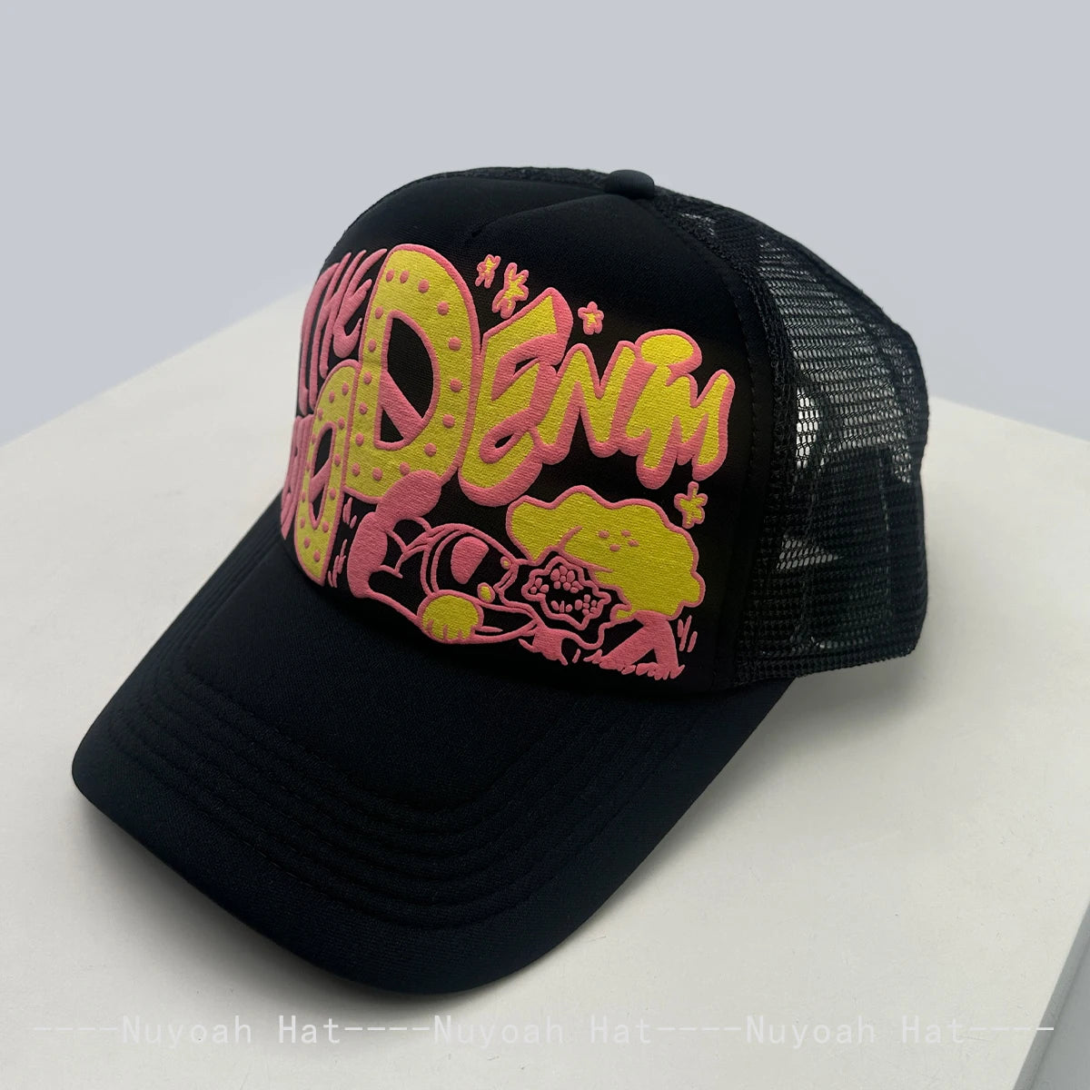 Casquettes de baseball unisexes originales imprimées en 3D avec lettres, casquettes de camionneur respirantes à motifs colorés et à visière pare-soleil, en maille polyvalente