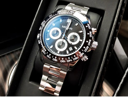 Montre homme MEGIR, marque de luxe, montre de sport à quartz, bracelet en acier inoxydable, étanche, chronographe, montre-bracelet
