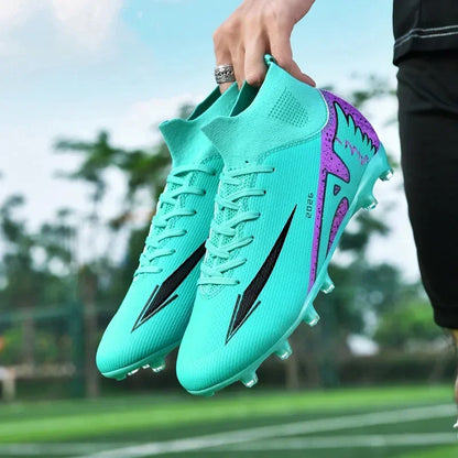 Nouvelles chaussures de football pour hommes, chaussures de sport d'extérieur, ultra-légères, de haute qualité, à cheville haute, chaussures de football en salle antidérapantes, futsal antidérapant.