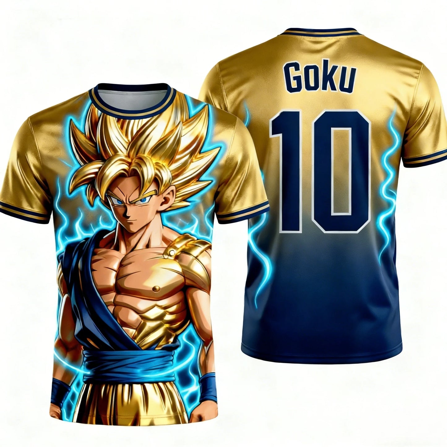 Summer 2026Dragon Ball Wukong "Super Saiya" No. 10 Football Theme 3D Printed Breathable Quick Dry T-shirt Adult Parent-child Top