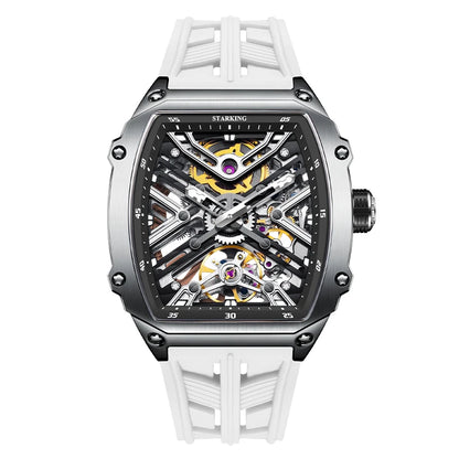STARKING Men's Waterproof Sports Mechanical Watches Wear-resistant Silicone Strap Automatic Watch Luminous Tonneau Luxury Watch