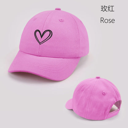 Cartoon heart-shaped Baby Baseball Cap Cute Solid Color Toddler Sun Hat with Ears Summer Adjustable Kids Boy Girl Peaked Cap ﻿