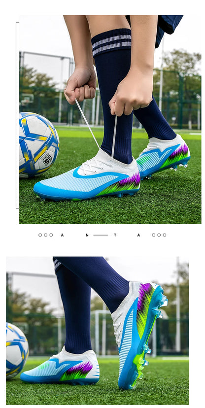 New Men's Football Boots Shoes Match Training Soccer Shoes Non-Slip Cleats Long Spikes FG Ultralight Outdoor Sneakers Drop Shipping