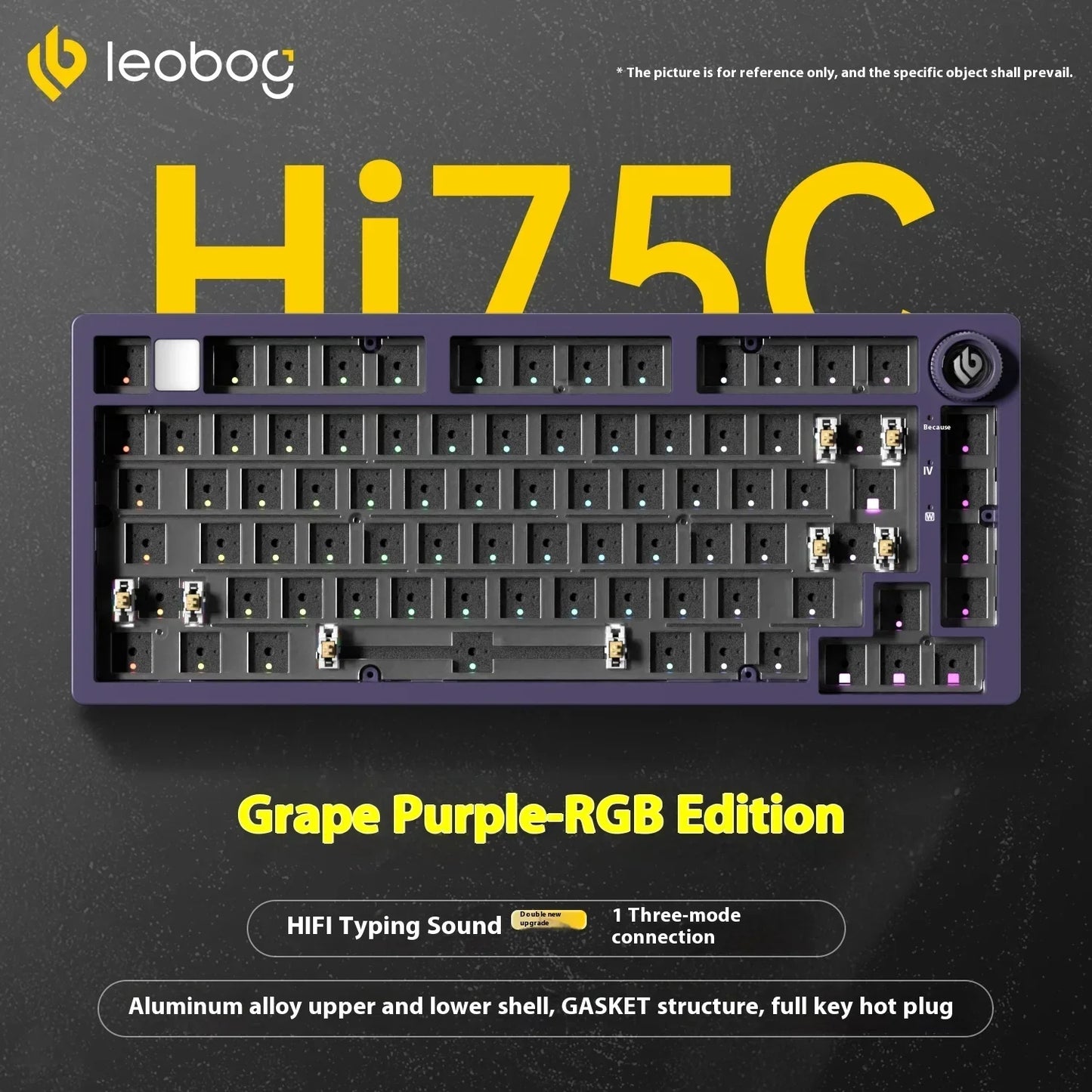 LEOBOG Hi75C Mechanische Tastatur 3Mode/Kabelgebundenes Kit Hot-Swap mit Drehknopf RGB Aluminiumlegierung Gasket Hi75C Tastatur-Kit PC Custom Geschenk