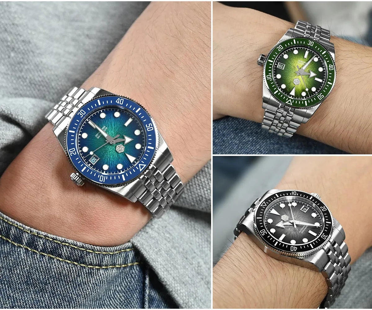 San Martin 37.5mm 40mm Men Diver Watch Miyota 9015 Enamel Dial Luxury Automatic Mechanical Wristwatch Waterproof 200m SN0148