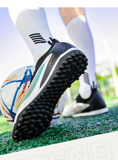 Botas de fútbol para hombre, tacos de exterior transpirables para adultos, antideslizantes, zapatillas deportivas de fútbol con tacos largos para entrenamiento y partido, cómodas para chicos