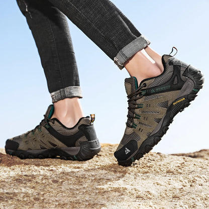 HIKEUP Herre-vandresko i ruskind, udendørssko, slidstærke herresko til trekking, vandring, jagt og taktiske sneakers
