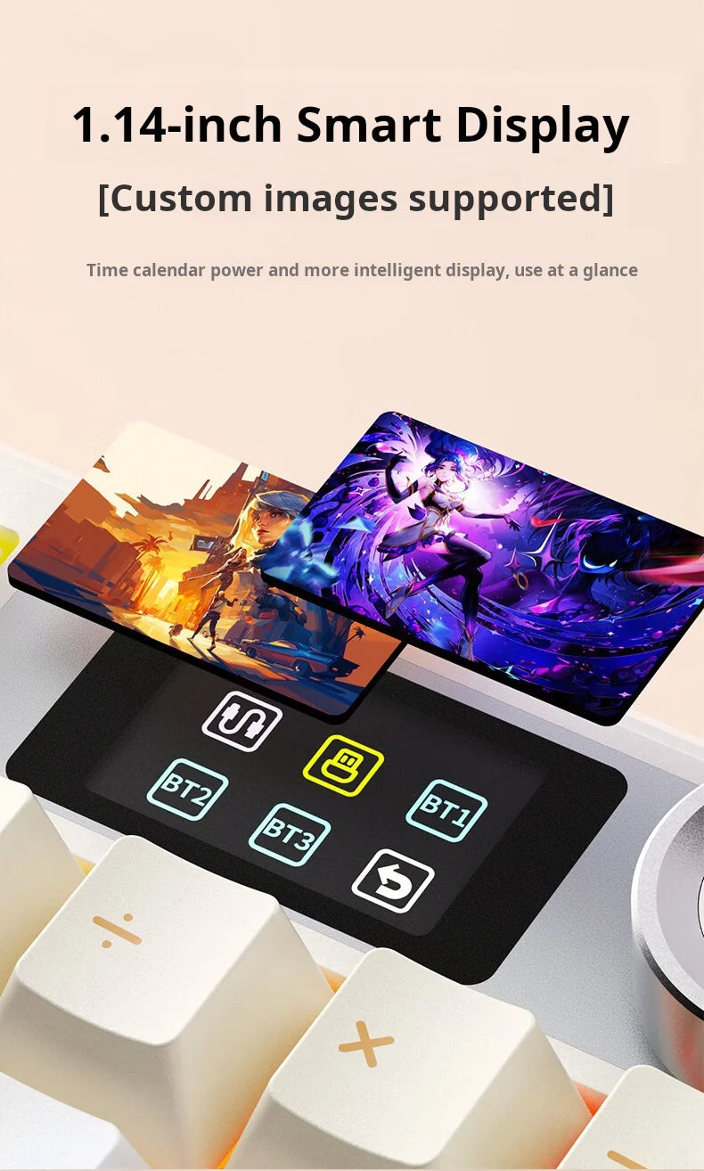 AULA F108 Pro Triple-mode Bluetooth 2.4G Wired Mechanical Keyboard Fully Customizable Hot-Swappable Keys Gasket Structure RGB