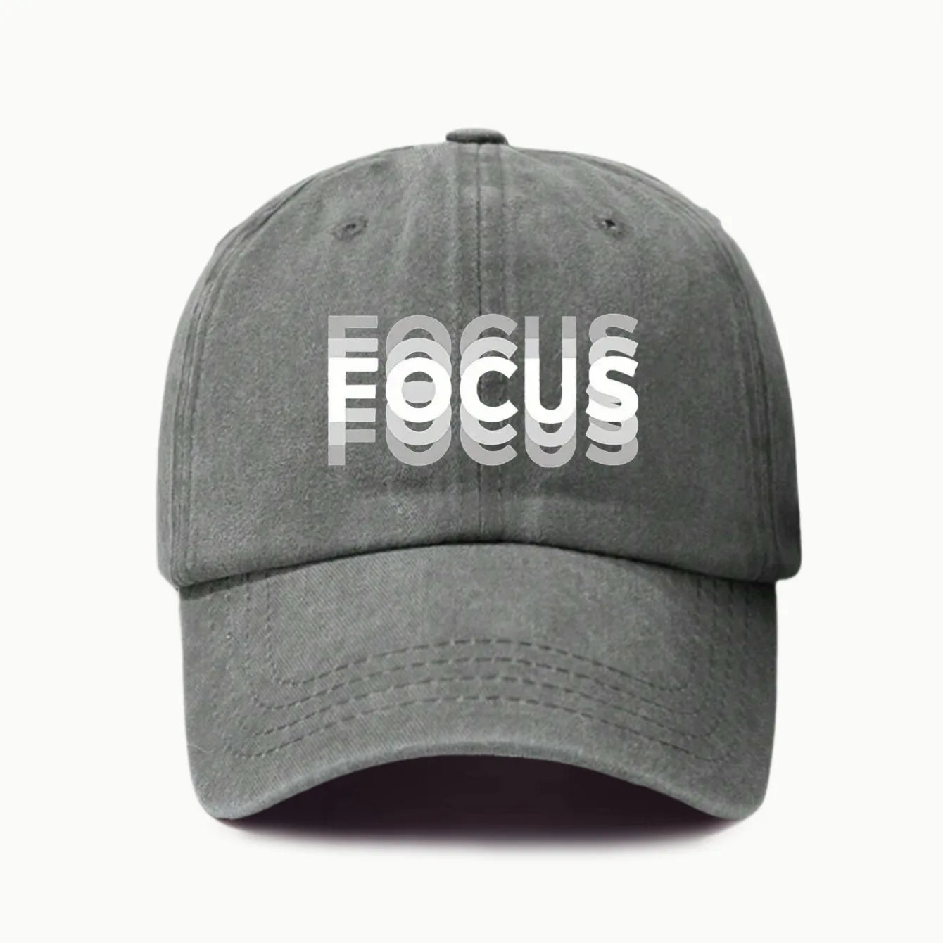 FOCUS Print Cap Washed Cotton Adjustable Classic Style Baseball Cap, Sports Duckbill Hat for Men and Women