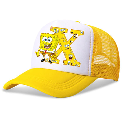 Spongebob-baseballkasketter til børn – kawaii-tegneserie med bogstaver – afslappet solhat til børn – justerbar kasket med skygge – fødselsdagsgaver
