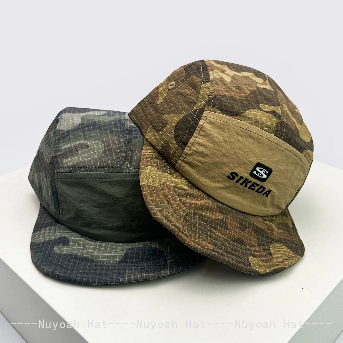 Unisexové kšiltovky CAMO s rychleschnoucí výšivkou písmen, sluneční kšiltovky s barevnými bloky, prodyšné osobní kšiltovky s šikmým kšiltem, univerzální kšiltovky