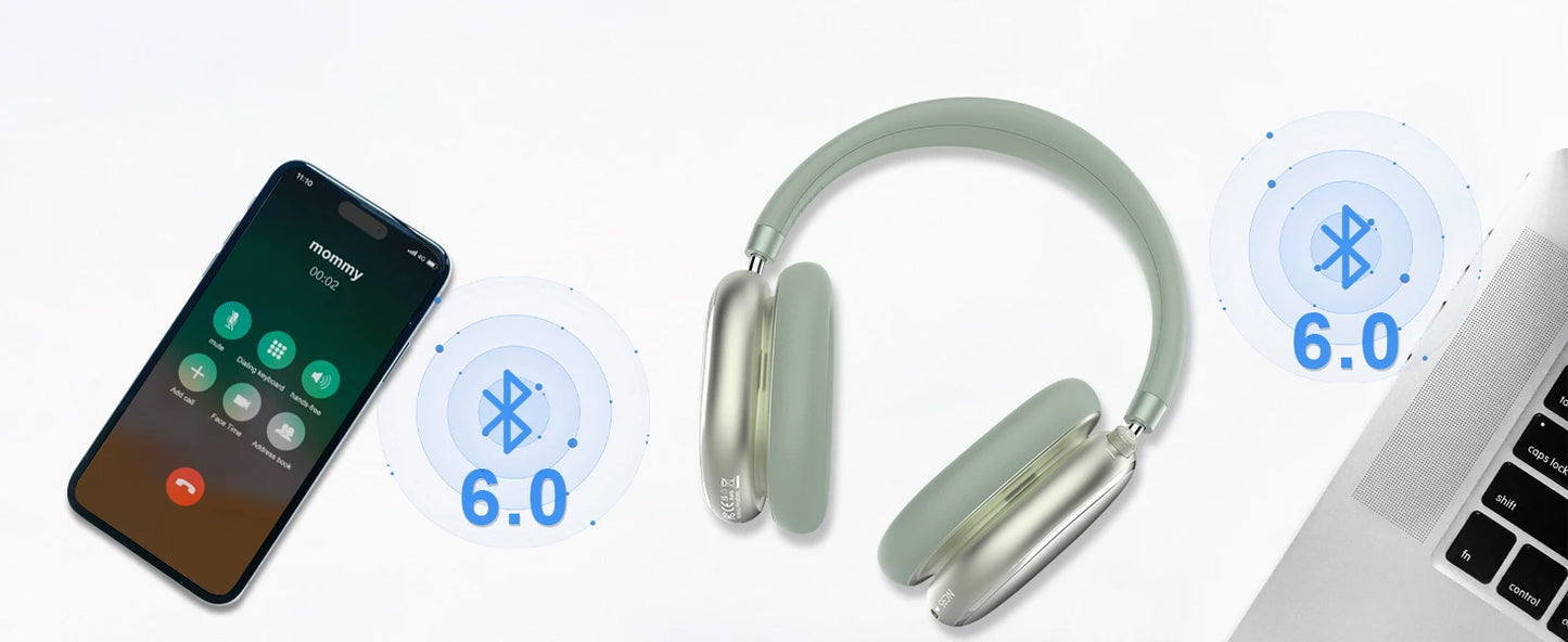 Hybrid Active Noise Cancelling Headphones with Knob Control 65H Playtime Over Ear Headphones Wireless Bluetooth 6.0 Hi-Res Audio