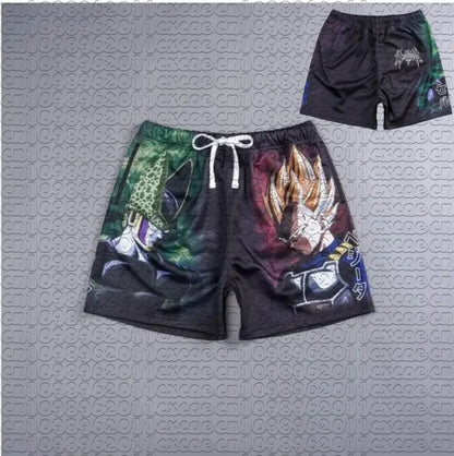 2026 Summer Dragon Ball Goku Manga Print Shorts, Breathable Quick Dry, Retro American Style Loose Sports Shorts for Men Women