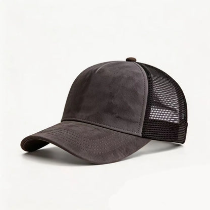 Vasaros tinklinė beisbolo kepurė moterims ir vyrams, vienspalvė suede kepurė su emblema, „snapback“ stiliaus kepurė, kasdienė, kvėpuojanti, unisex, gatvės stiliaus, hip-hopo ir „trucker“ stiliaus kepurės