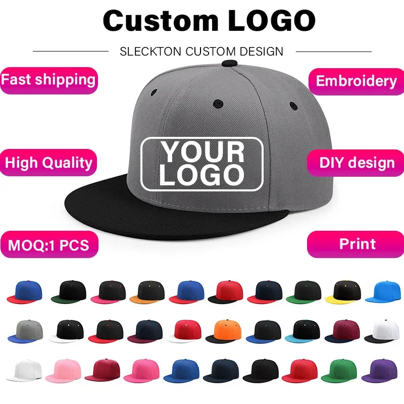 SLECKTON Mützen mit individuellem Logo – Hochwertige Hip-Hop-Snapback-Caps – Buchstabenstickerei – Markendesign – Trucker-Cap – Großhandel – Mützen für Erwachsene
