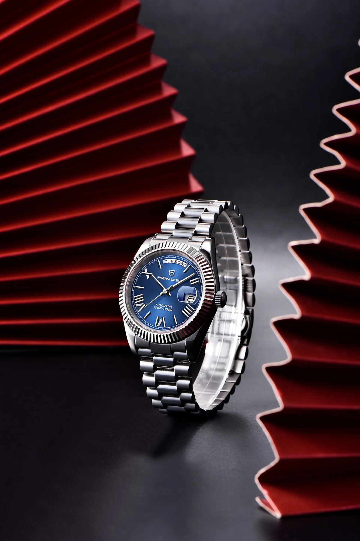 PAGANI DESIGN 2026 New Rose Gold Blue DD40 Luxury Automatic Watch Men Mechanical Wristwatch Mens Sapphire glass Waterproof Watch