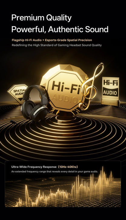 ATK Neptune N9 Wireless Gaming Headset – Low Latency eSports Headphones with Noise Cancelling Mic, Bluetooth 5.3, 4 Modes Dual Connection Gaming Headset