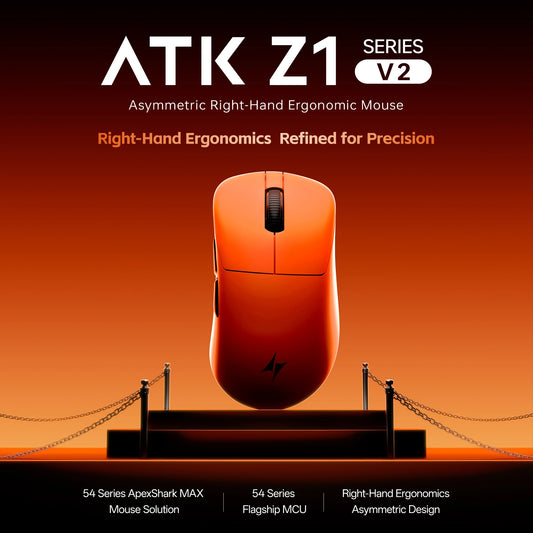 ATK Blazing Sky Z1 V2 Ultimate trådlös mus PAW3950 Ultra Dual 8K gamingmus ergonomisk egenutvecklad för medelstora till stora händer