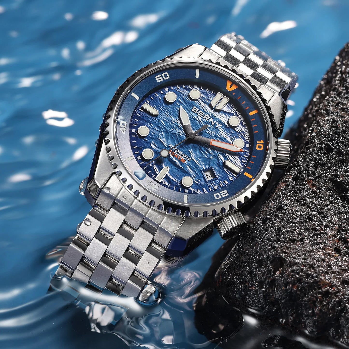 BERNY Diver Automatic Watches Men's Luxury Sapphire 316L Stainless Steel Mechanical Watch 42MM 200M Waterproof Diving Men's Watch