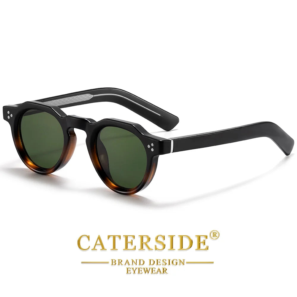 CATERSIDE Retro runde herresolbriller i høj kvalitet, tyk stil, til kvinder, udendørs, rejse, forretning, kørsel, dekorative briller, UV400