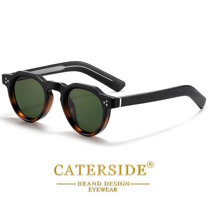 CATERSIDE Retro runde herresolbriller i høj kvalitet, tyk stil, til kvinder, udendørs, rejse, forretning, kørsel, dekorative briller, UV400