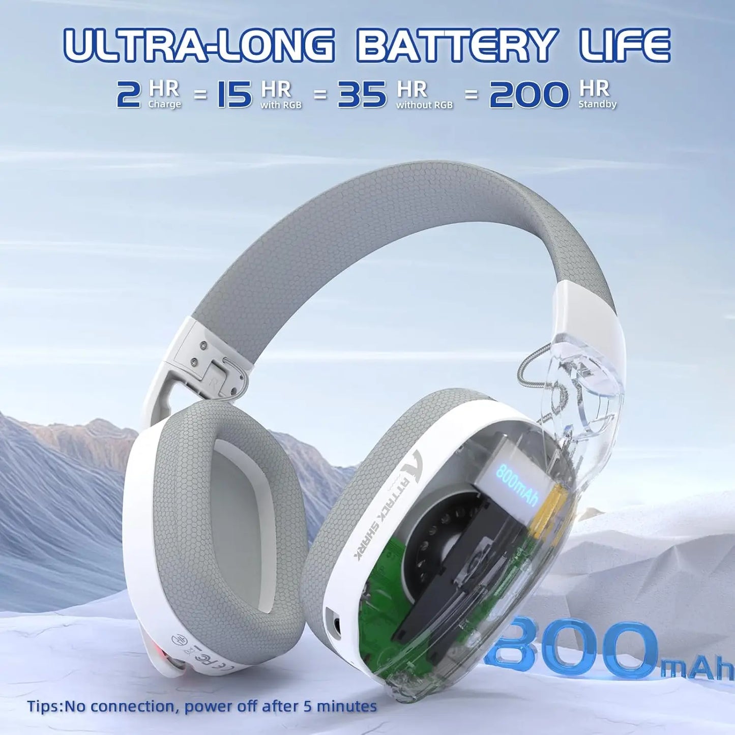 MAMBASNAKE x ATTACK SHARK L90 RGB kabelloses Gaming-Headset – Tri-Mode Bluetooth 2.4G kabellos & kabelgebunden, faltbare Gaming-Kopfhörer mit abnehmbarem Mikrofon